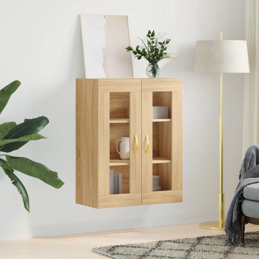 væghængt skab 69,5x34x90 cm konstrueret træ sonoma-eg