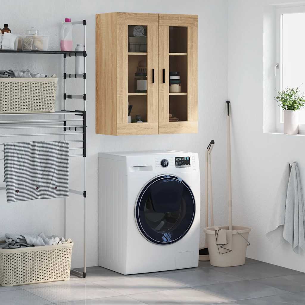 væghængt skab 69,5x34x90 cm konstrueret træ sonoma-eg