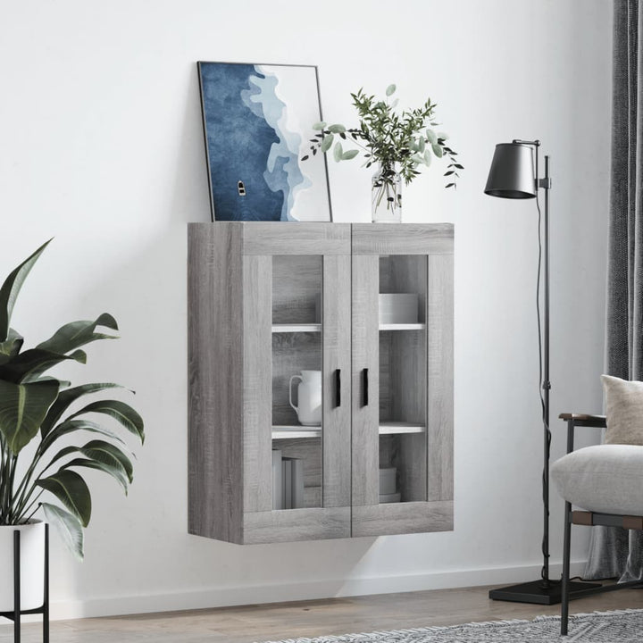 væghængt skab 69,5x34x90 cm konstrueret træ grå sonoma-eg