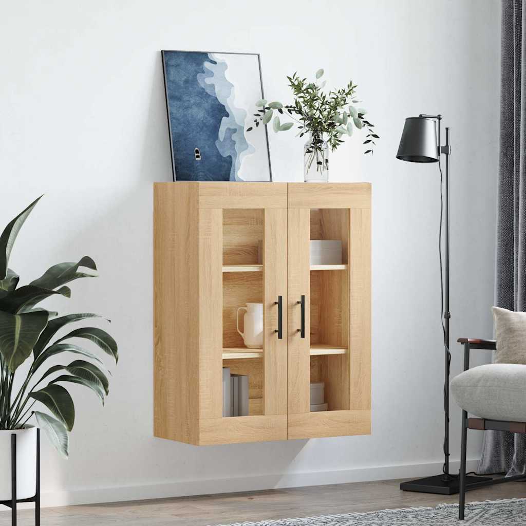 væghængt skab 69,5x34x90 cm konstrueret træ sonoma-eg