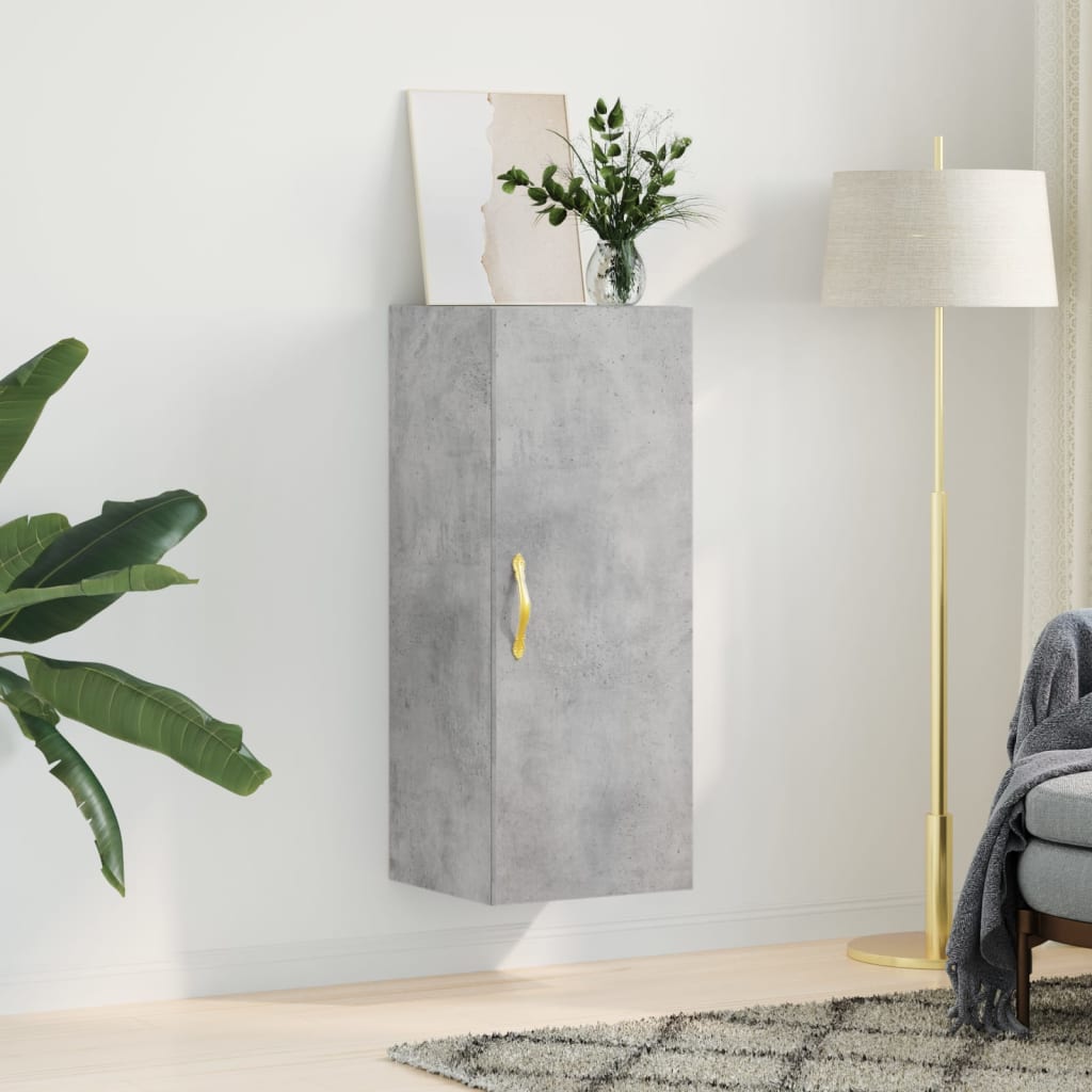 vægskab 34,5x34x90 cm konstrueret træ betongrå
