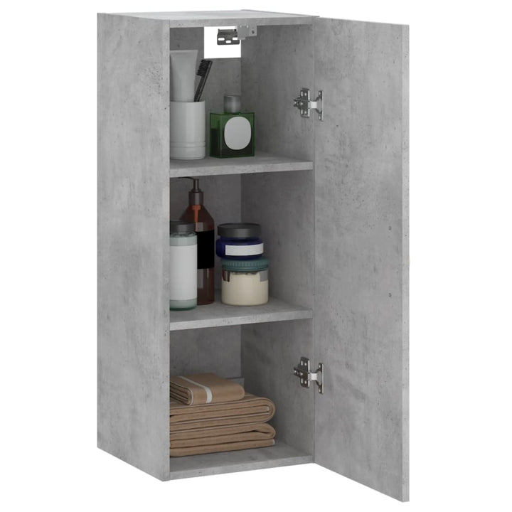 vægskab 34,5x34x90 cm konstrueret træ betongrå