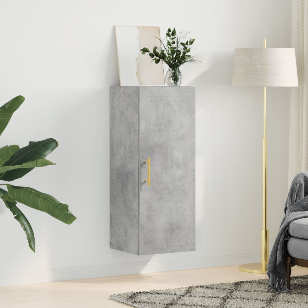 vægskab 34,5x34x90 cm konstrueret træ betongrå