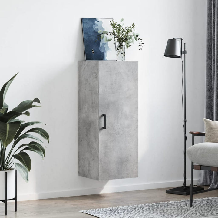 vægskab 34,5x34x90 cm konstrueret træ betongrå