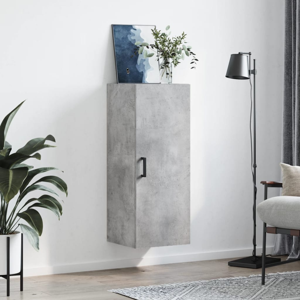 vægskab 34,5x34x90 cm konstrueret træ betongrå