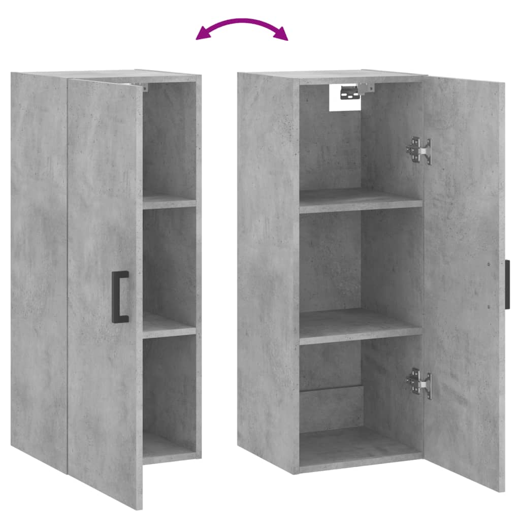 vægskab 34,5x34x90 cm konstrueret træ betongrå