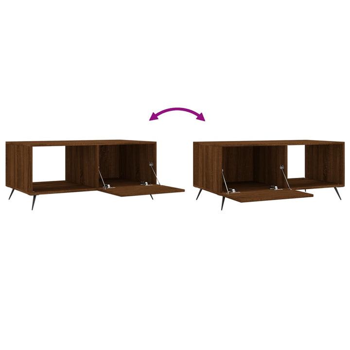 sofabord 90x50x40 cm konstrueret træ brun egetræsfarve