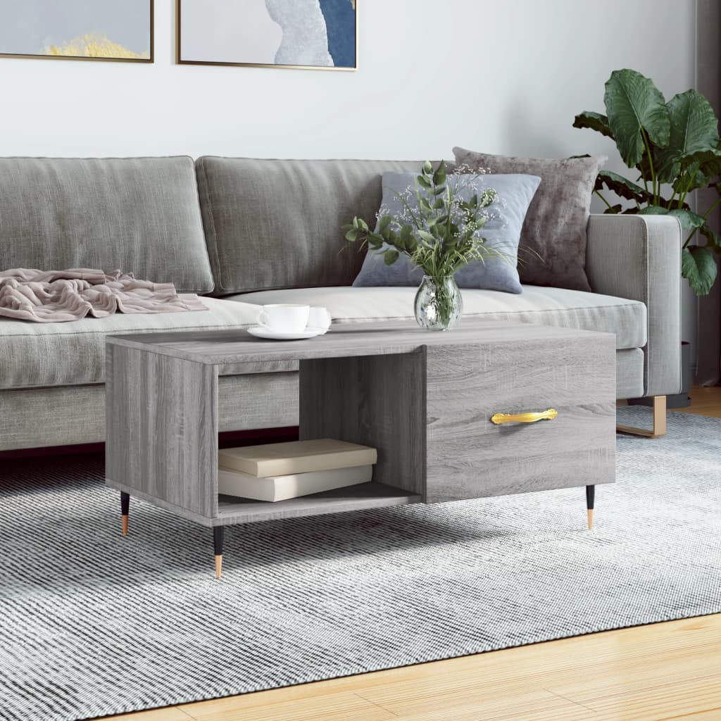 sofabord 90x50x40 cm konstrueret træ grå sonoma-eg