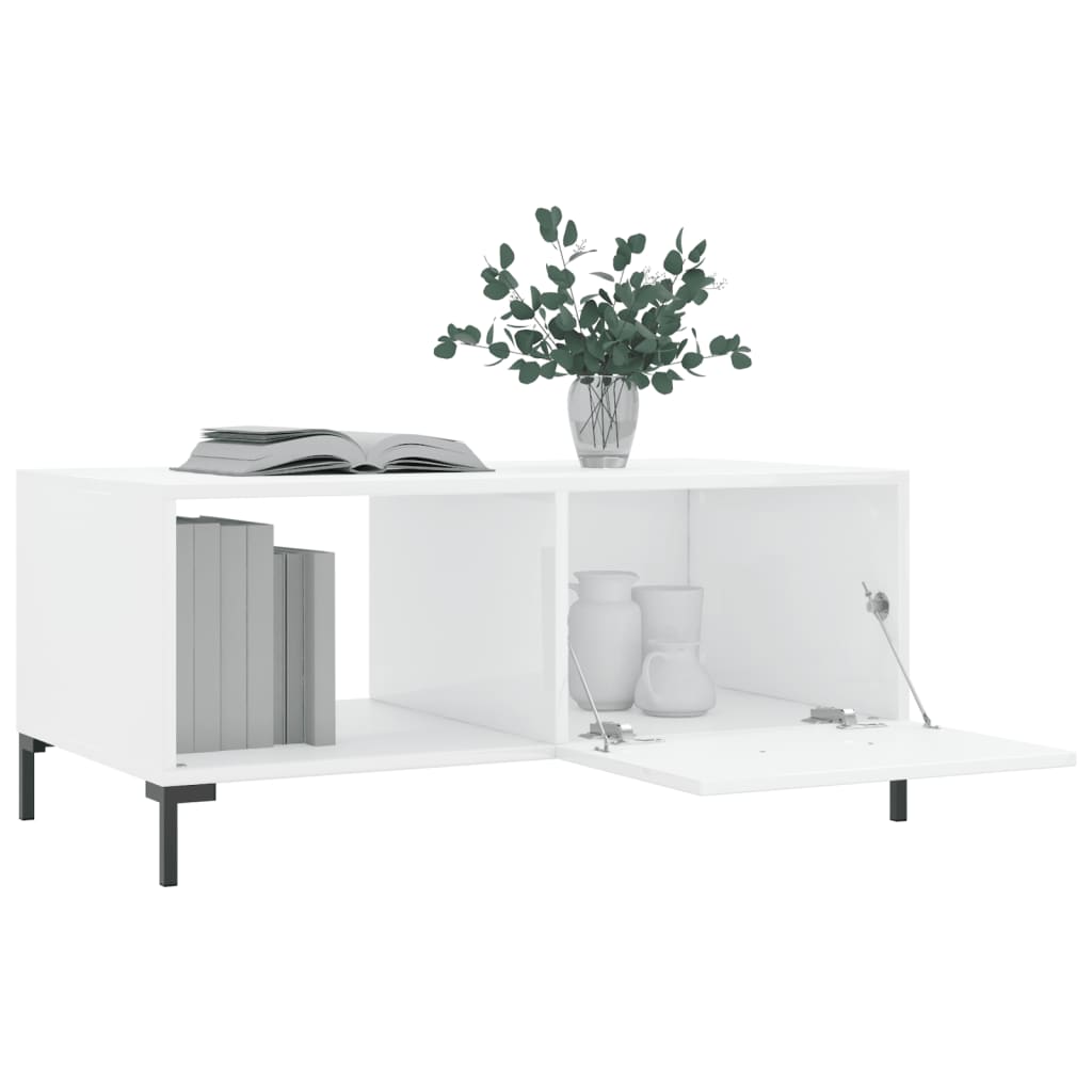 sofabord 90x50x40 cm konstrueret træ hvid højglans