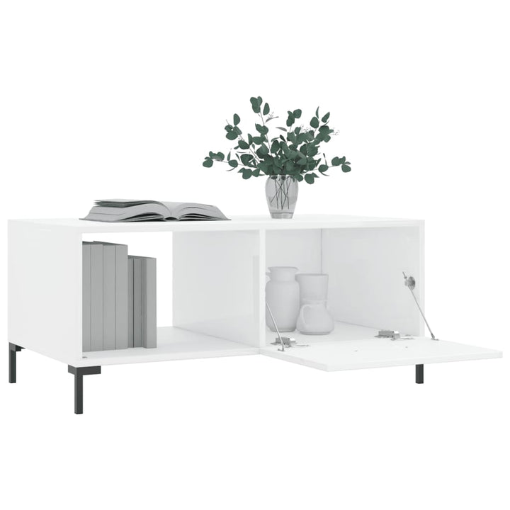 sofabord 90x50x40 cm konstrueret træ hvid højglans