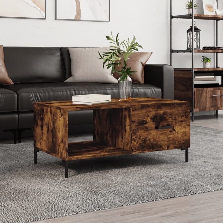 sofabord 90x50x40 cm konstrueret træ røget egetræsfarve