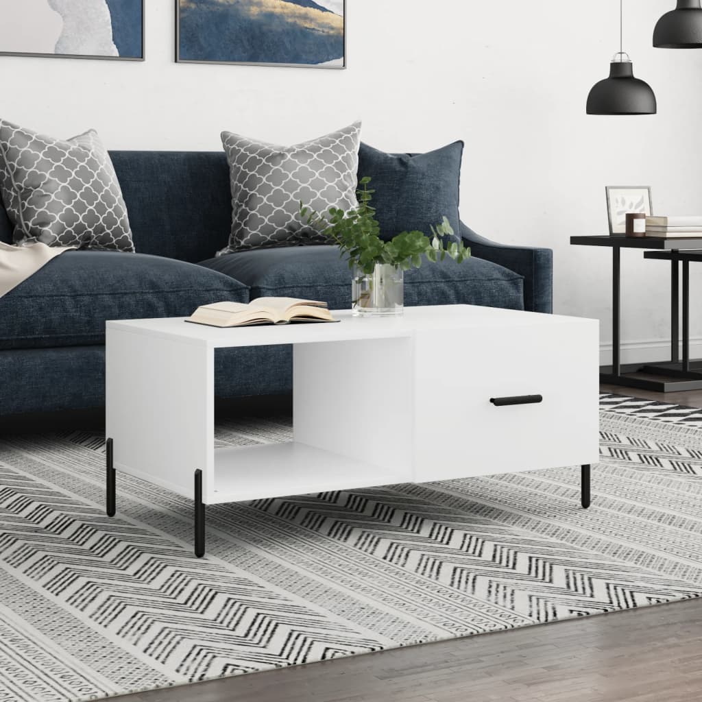 sofabord 90x50x40 cm konstrueret træ hvid