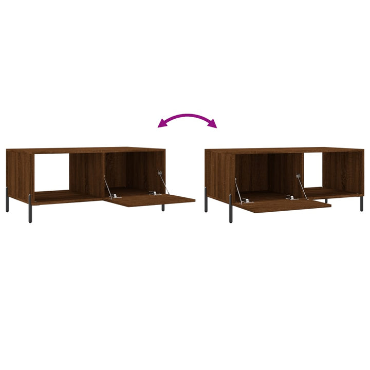sofabord 90x50x40 cm konstrueret træ brun egetræsfarve