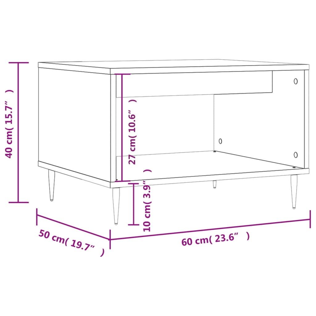 sofabord 60x50x40 cm konstrueret træ røget egetræsfarve
