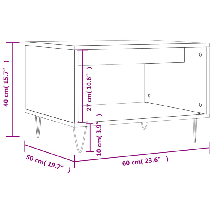 sofabord 60x50x40 cm konstrueret træ hvid