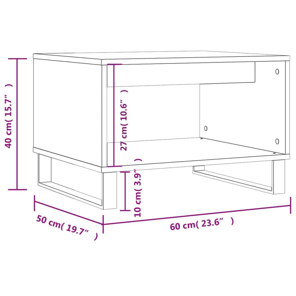 sofabord 60x50x40 cm konstrueret træ røget egetræsfarve
