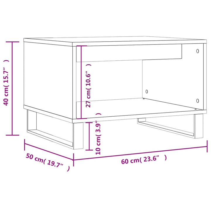 sofabord 60x50x40 cm konstrueret træ røget egetræsfarve