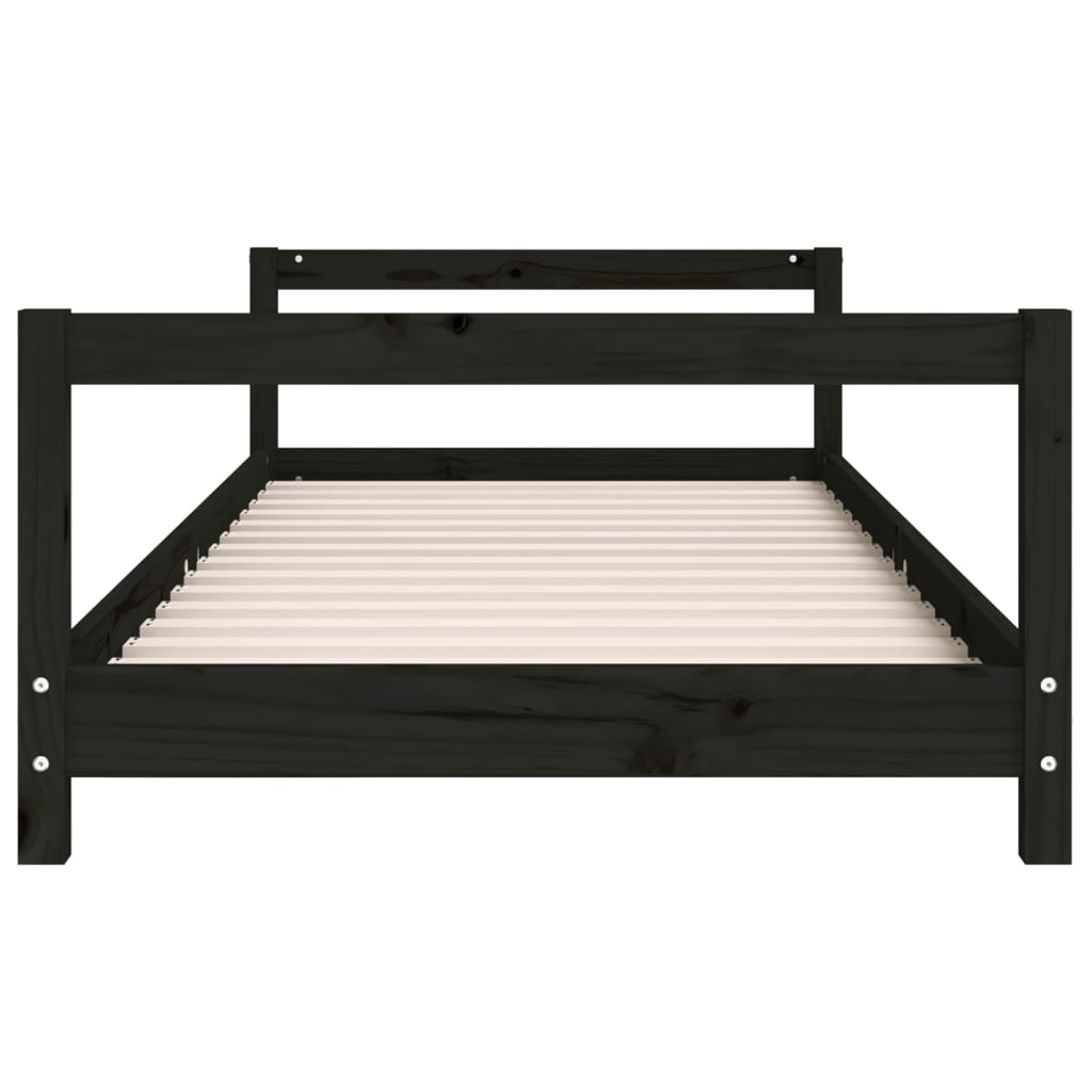 sengeramme til juniorseng 90x200 cm massivt fyrretræ sort