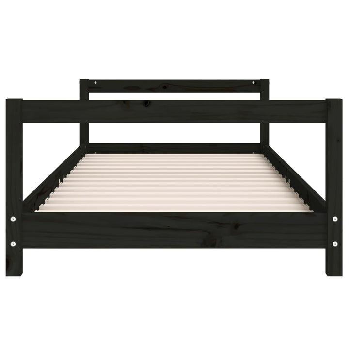 sengeramme til juniorseng 90x200 cm massivt fyrretræ sort