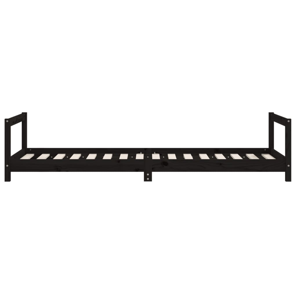 sengeramme til juniorseng 90x200 cm massivt fyrretræ sort