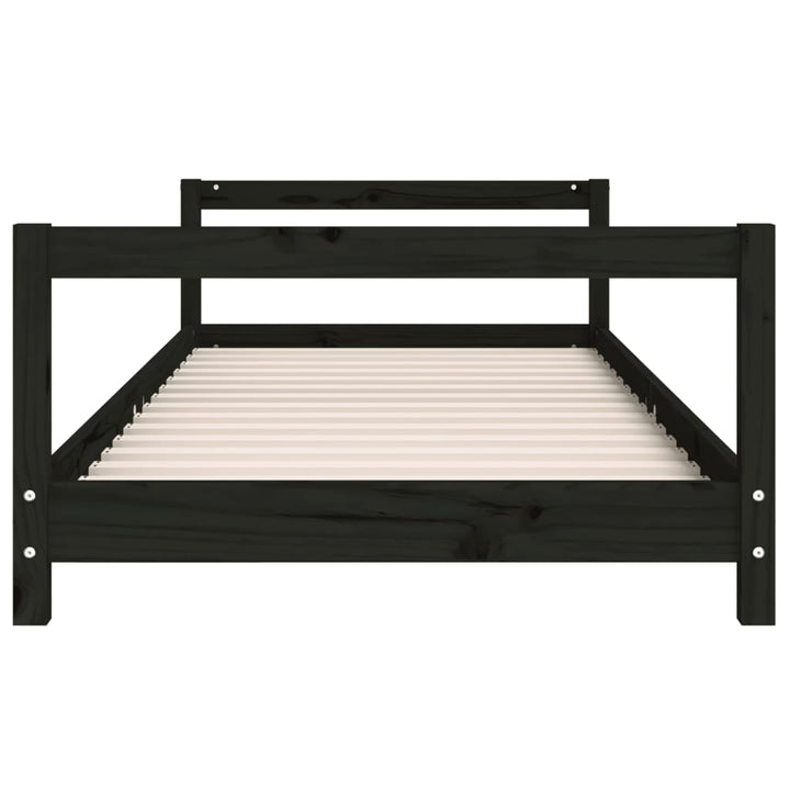 sengeramme til juniorseng 90x190 cm massivt fyrretræ sort
