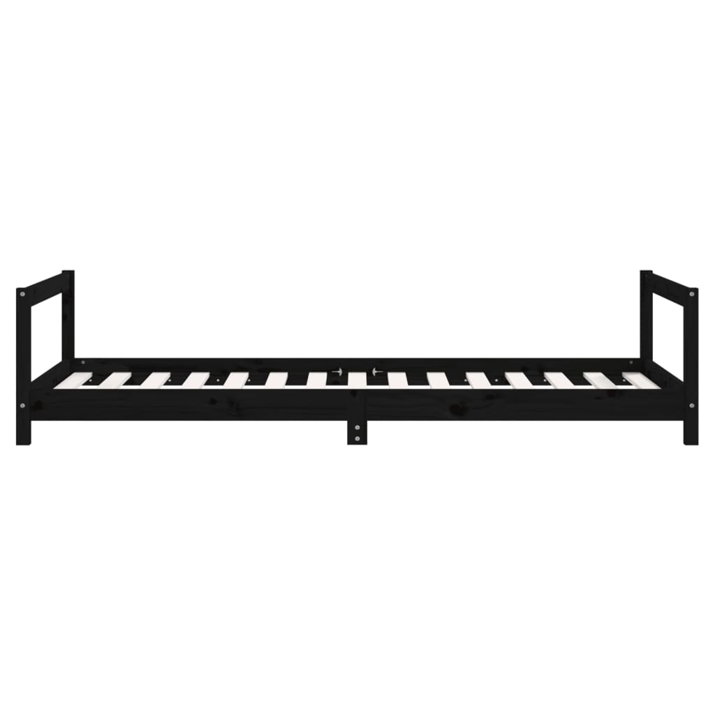 sengeramme til juniorseng 90x190 cm massivt fyrretræ sort