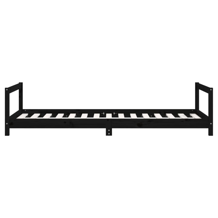 sengeramme til juniorseng 90x190 cm massivt fyrretræ sort