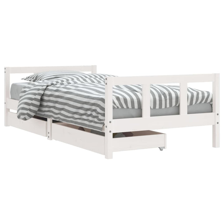 sengeramme til juniorseng m. skuffer 90x190 cm massivt fyr hvid