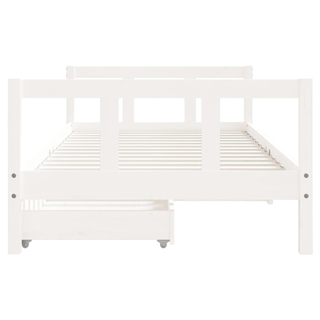 sengeramme til juniorseng m. skuffer 90x190 cm massivt fyr hvid