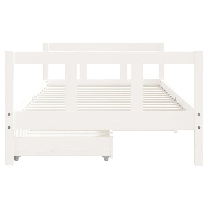 sengeramme til juniorseng m. skuffer 90x190 cm massivt fyr hvid