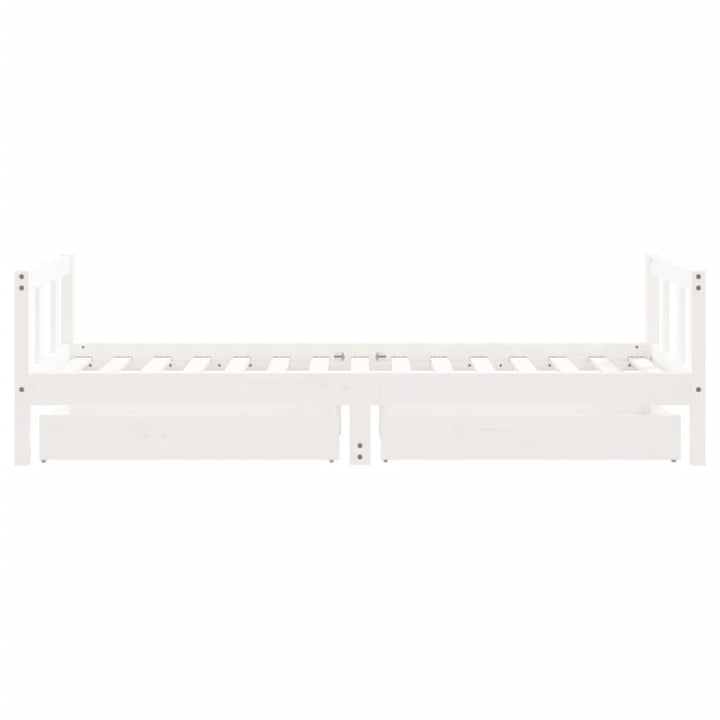 sengeramme til juniorseng m. skuffer 90x190 cm massivt fyr hvid