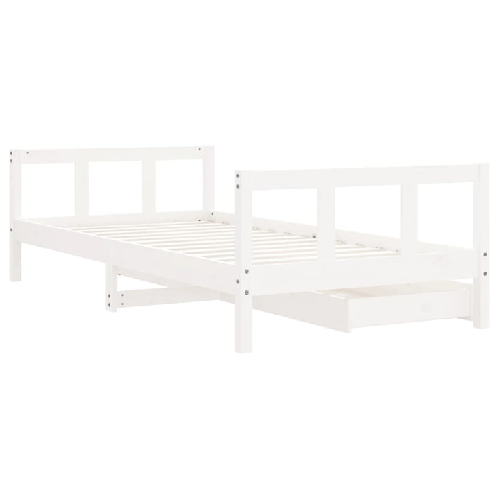 sengeramme til juniorseng m. skuffer 90x190 cm massivt fyr hvid