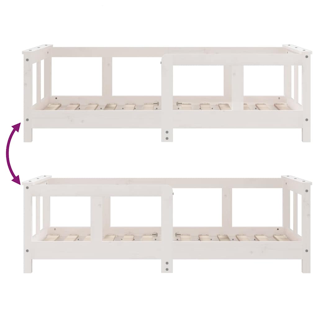 sengeramme til juniorseng 70x140 cm massivt fyrretræ hvid