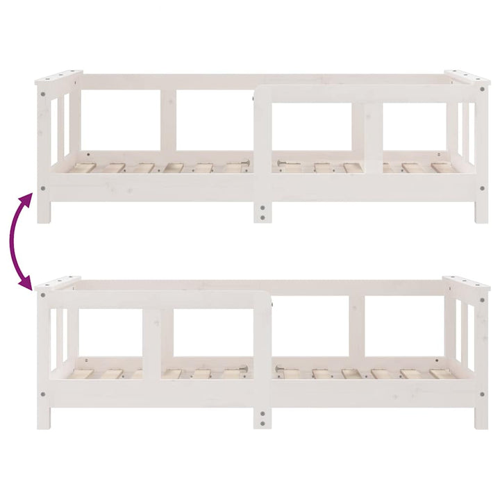sengeramme til juniorseng 70x140 cm massivt fyrretræ hvid