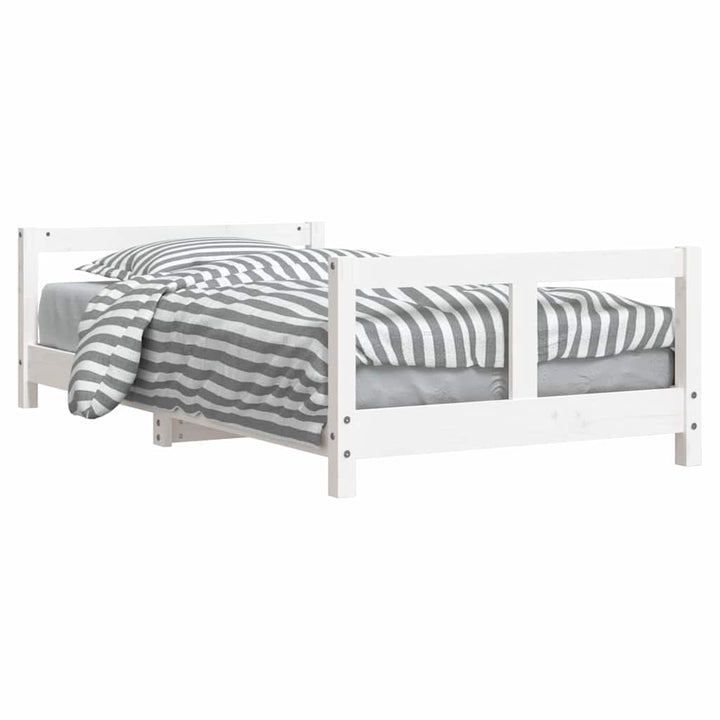 sengeramme til juniorseng 80x160 cm massivt fyrretræ hvid