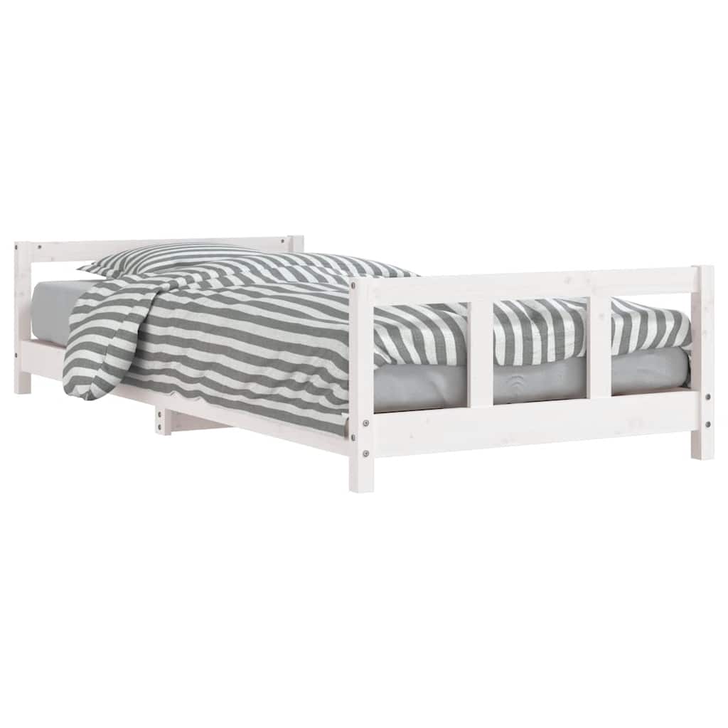 sengeramme til juniorseng 90x190 cm massivt fyrretræ hvid