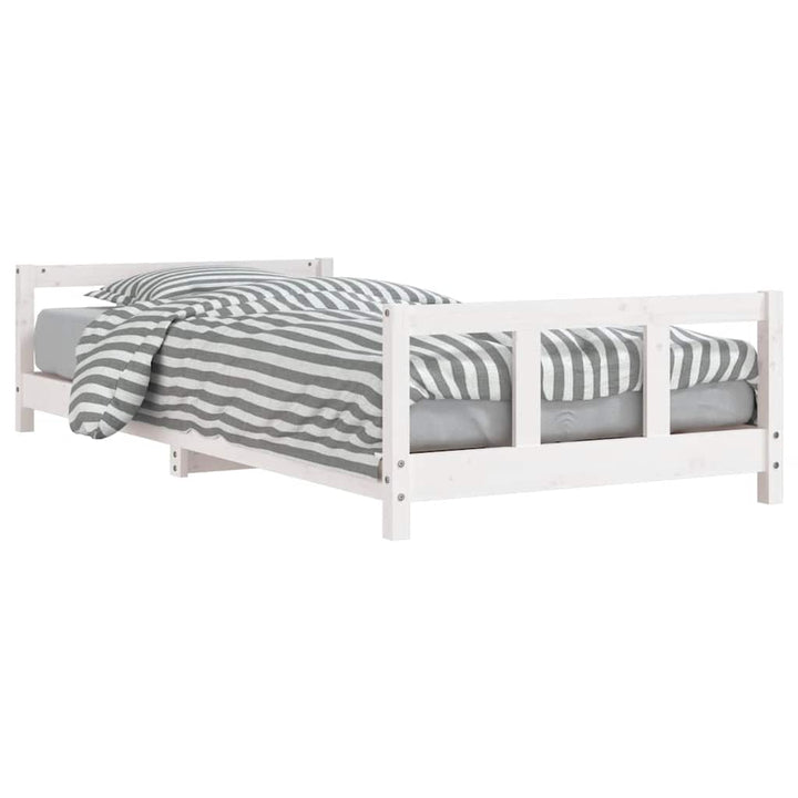 sengeramme til juniorseng 90x190 cm massivt fyrretræ hvid
