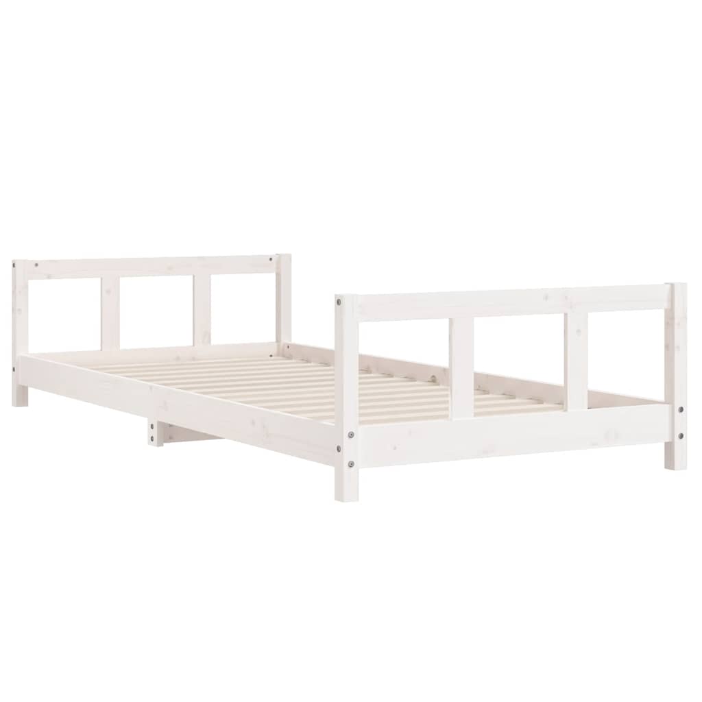 sengeramme til juniorseng 90x190 cm massivt fyrretræ hvid
