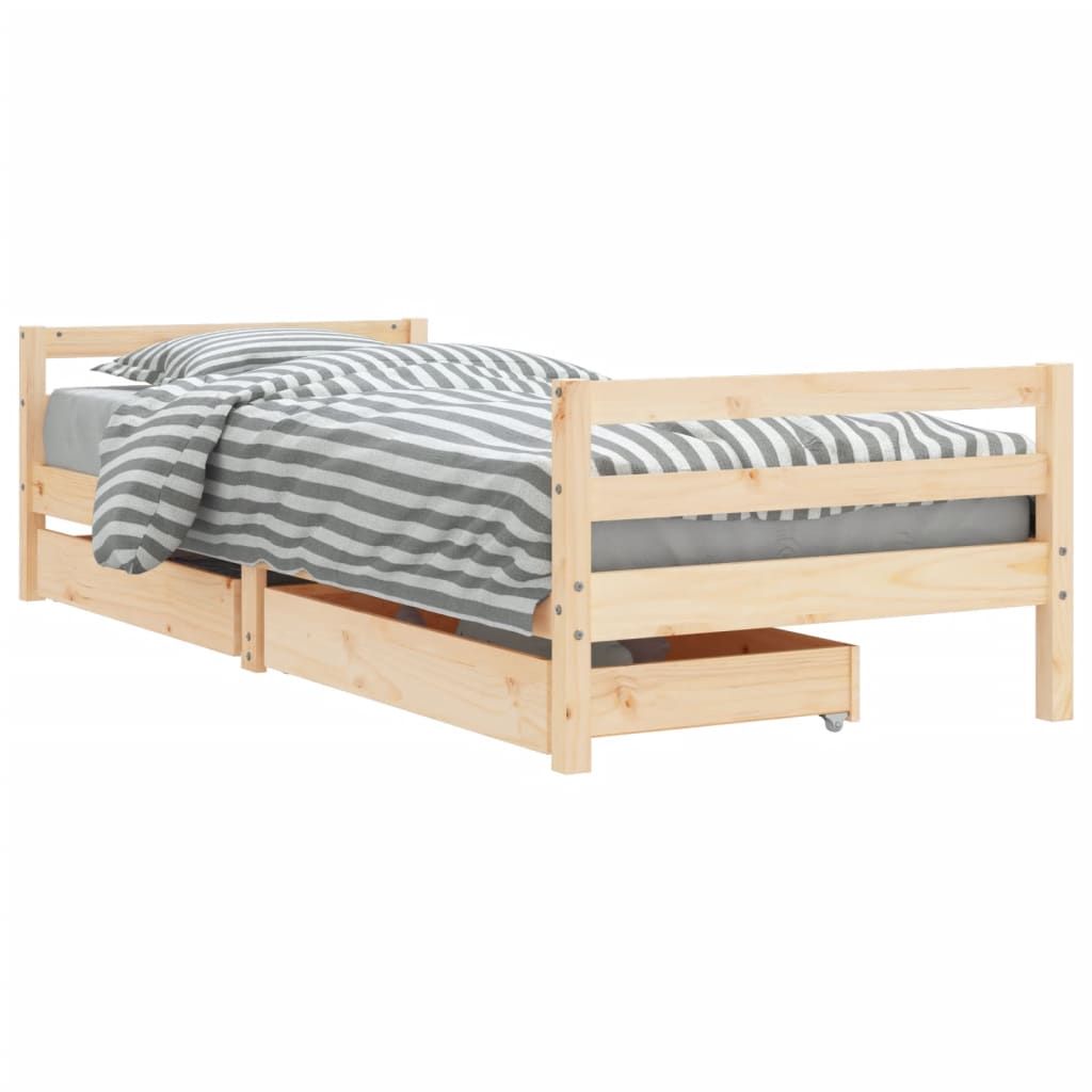 sengeramme til juniorseng m. skuffer 80x200 cm massivt fyr