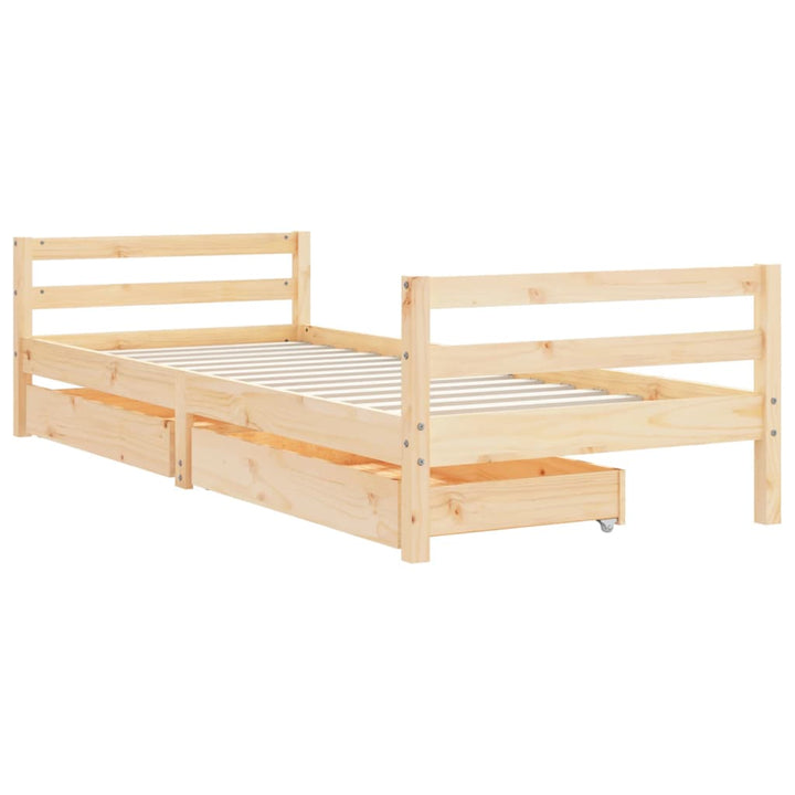 sengeramme til juniorseng m. skuffer 80x200 cm massivt fyr