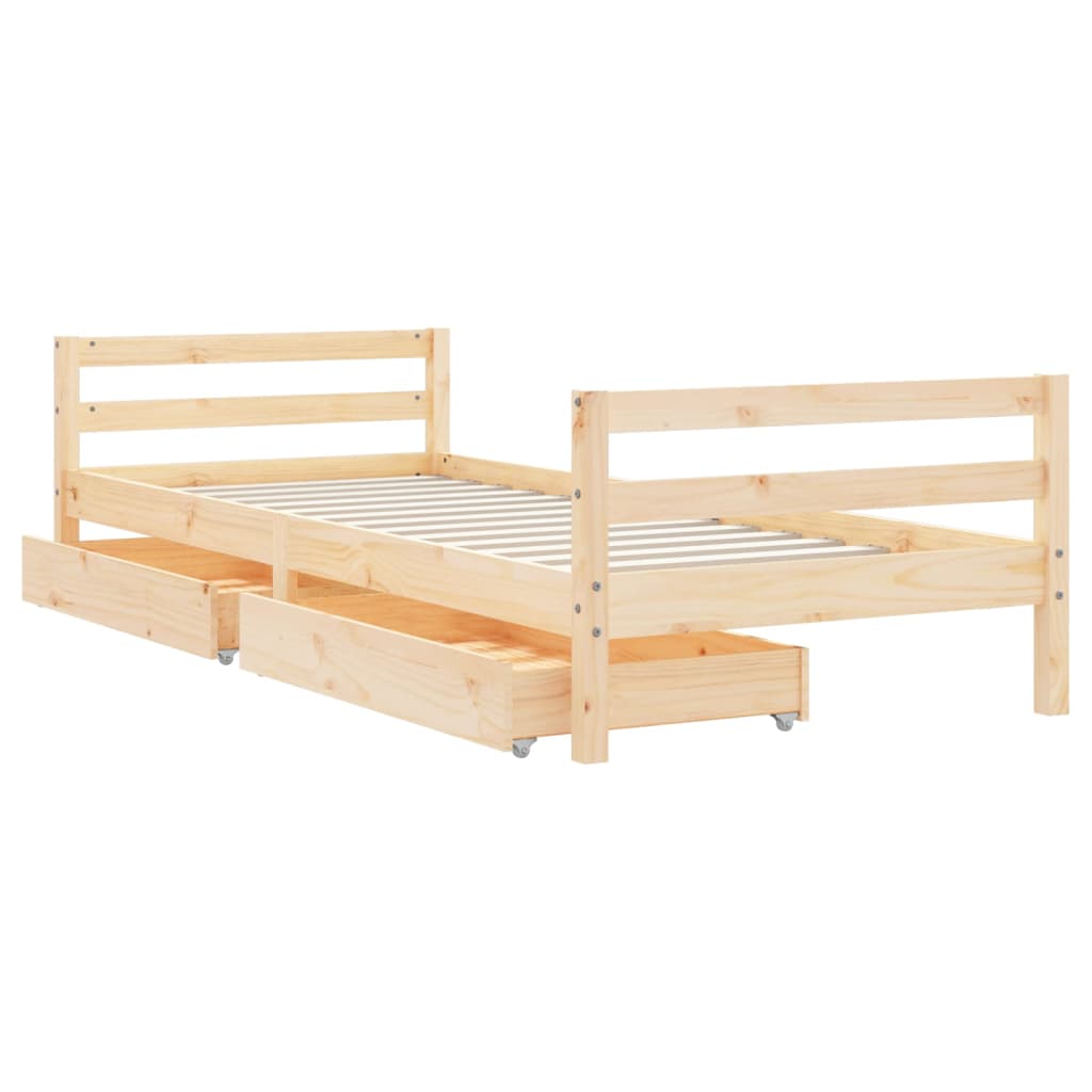sengeramme til juniorseng m. skuffer 80x200 cm massivt fyr