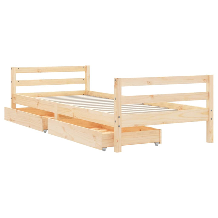 sengeramme til juniorseng m. skuffer 80x200 cm massivt fyr