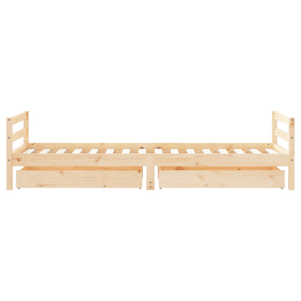 sengeramme til juniorseng m. skuffer 90x200 cm massivt fyr