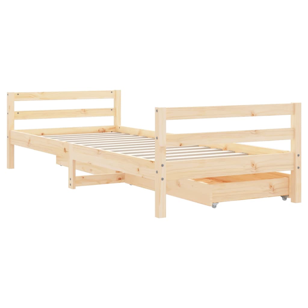 sengeramme til juniorseng m. skuffer 90x200 cm massivt fyr
