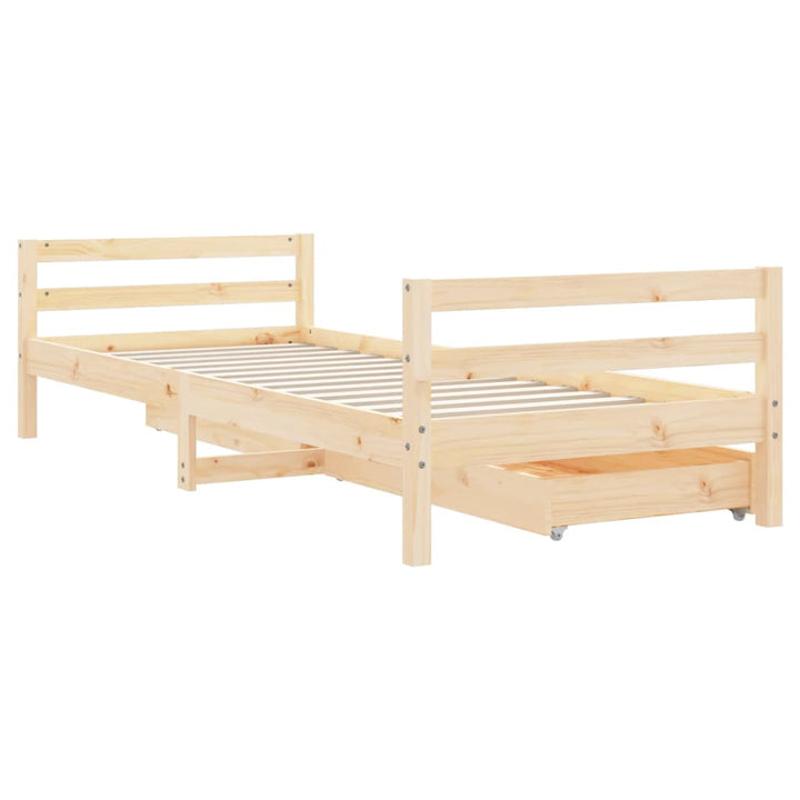 sengeramme til juniorseng m. skuffer 90x200 cm massivt fyr
