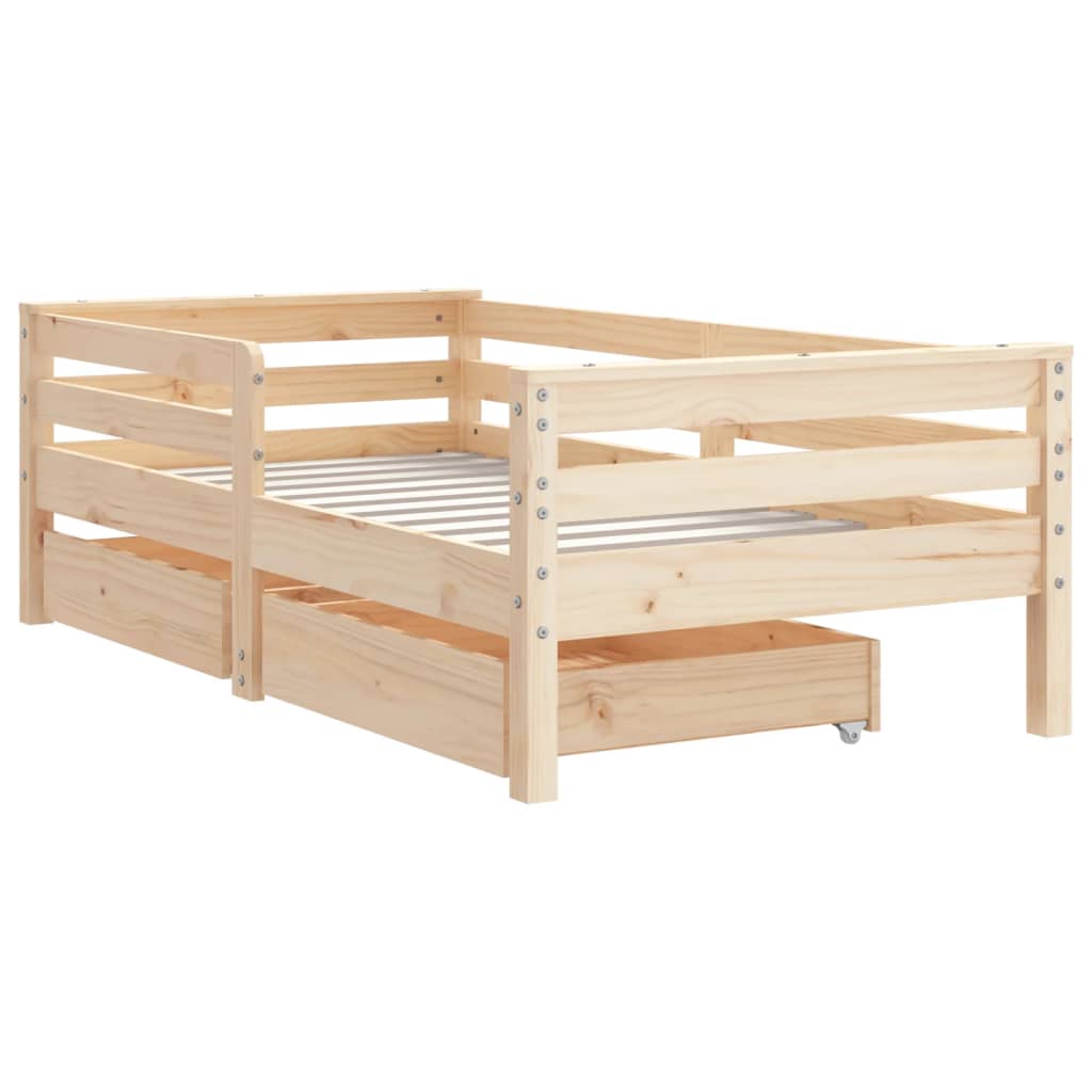 sengeramme til juniorseng m. skuffer 70x140 cm massivt fyr