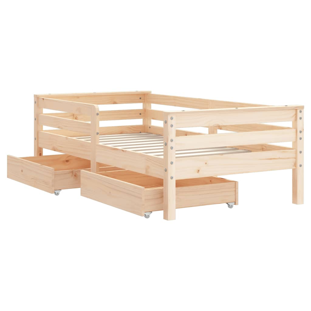 sengeramme til juniorseng m. skuffer 70x140 cm massivt fyr