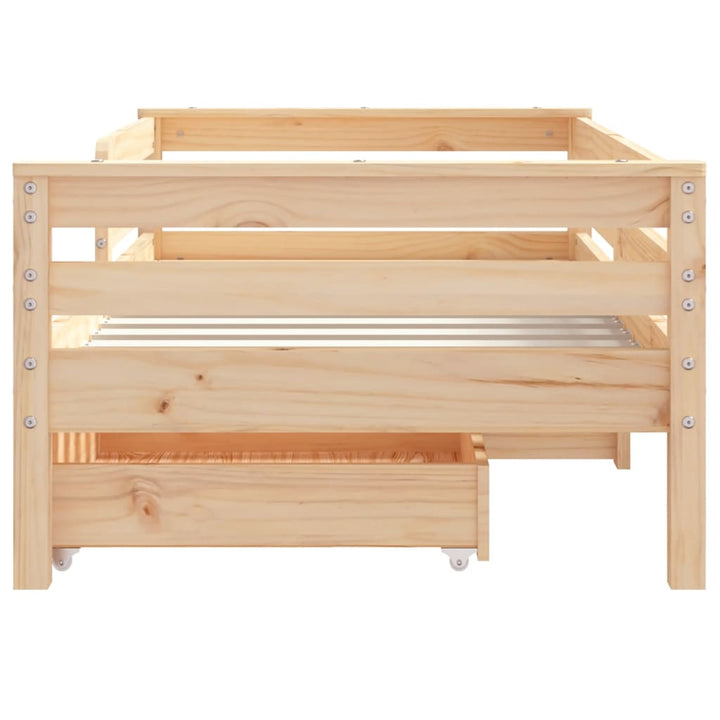 sengeramme til juniorseng m. skuffer 70x140 cm massivt fyr