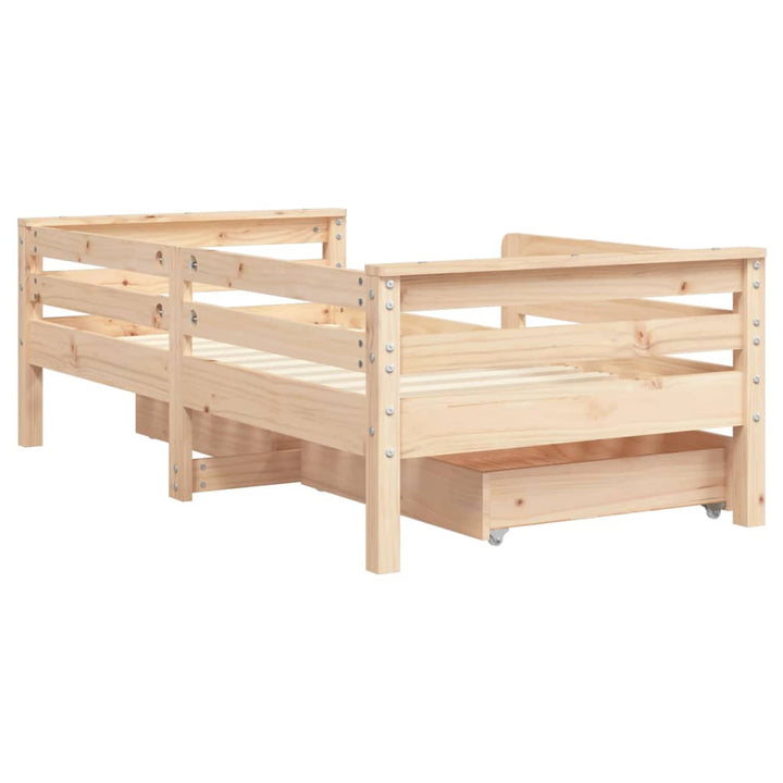 sengeramme til juniorseng m. skuffer 70x140 cm massivt fyr