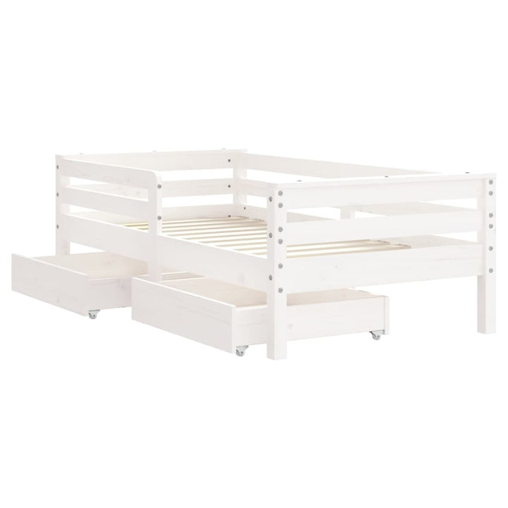 sengeramme til juniorseng m. skuffer 70x140 cm massivt fyr hvid